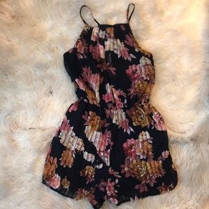 Cute floral open back romper
